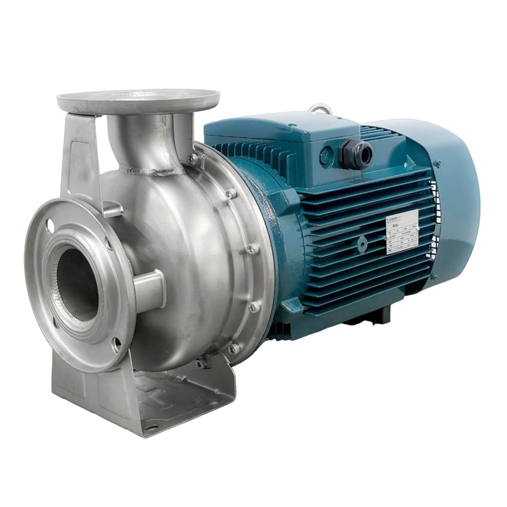 PZ 65-160/110. Stainless Steel Centrifugal Pump, 15 hp, 230/400V, Cooper Winding, 126ft Head, 607Gpm Flow, 304 S. Steel Shaft, S. Steel Impeller.