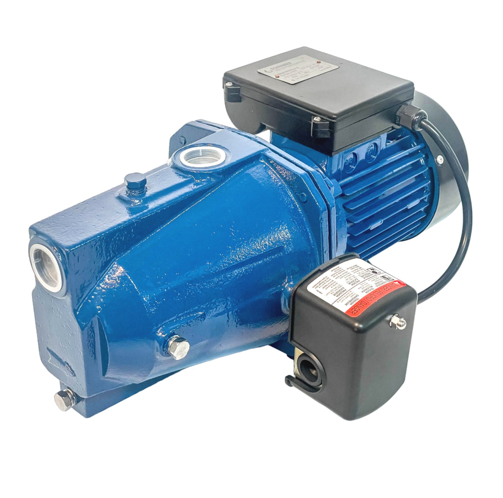 JET050. Shallow Well JET Pump, Self Priming 0.5 hp, 115/220 V, Cooper Winding, 136ft Head, 9gpm Flow, S. Steel Shaft, Pressure Switch, Double Voltage