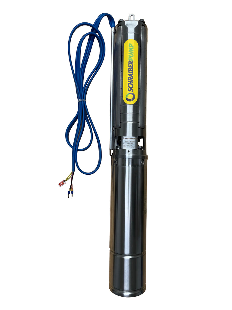 Schraiberpump 4" Stainless Steel Impeller Submersible Deep Well Pump -2HP -170FT -52GPM -230V - 3 Phase -4S8072T
