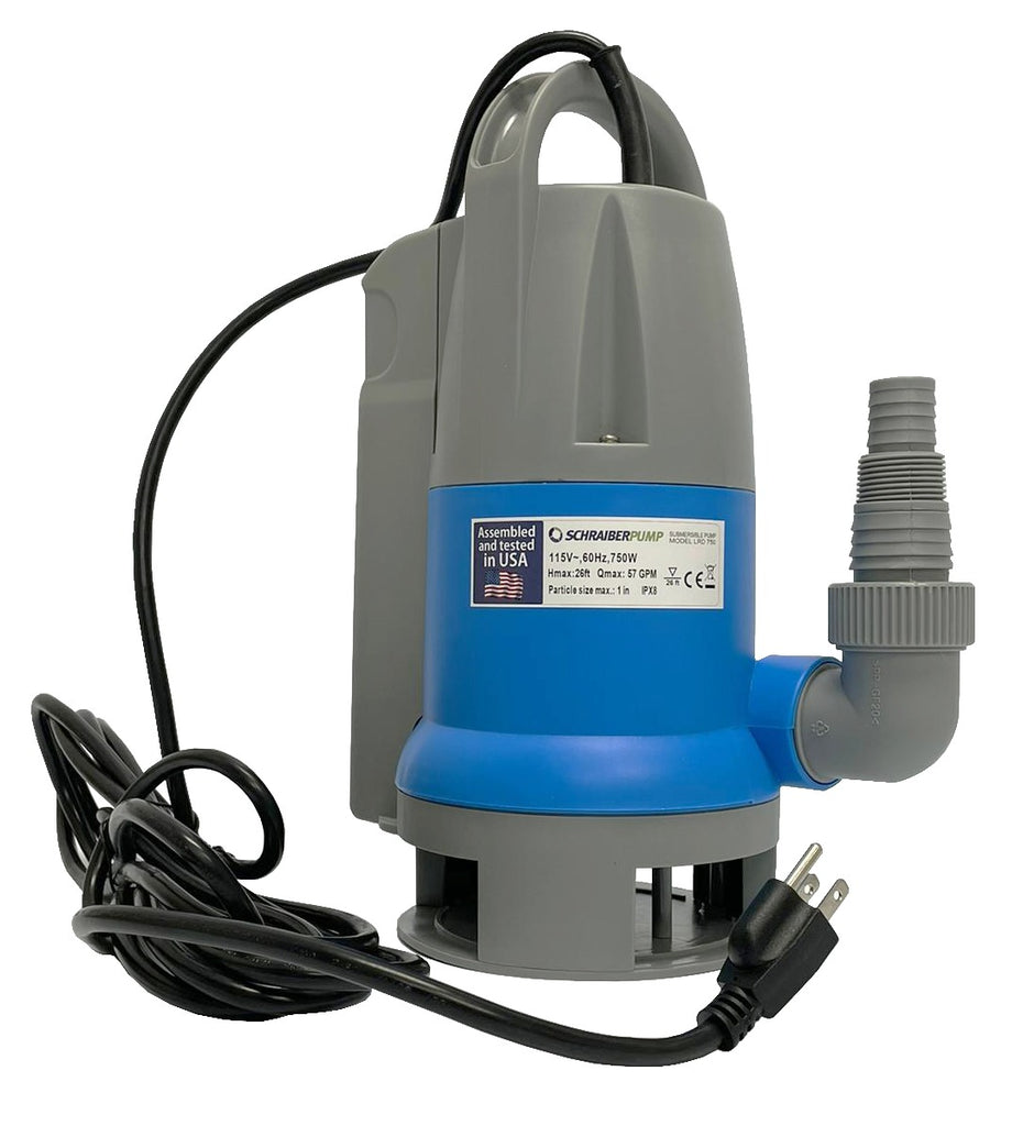 Schraiberpump LRD750PP Assembled & Tested in USA - Heavy Duty 1HP Clean/Dirty Water Automatic Sump pump. Built-in Float - 55 GPM 25Ft Lift