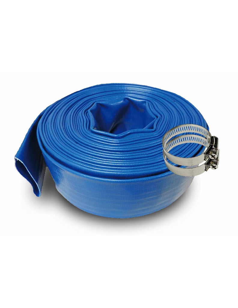Schraiberpump 1-Inch by 100ft General Purpose Reinforced PVC Lay-Flat Discharge and Backwash Hose - Heavy Duty 2 CLAMPS INCLUDED -  SCHLFH1PP