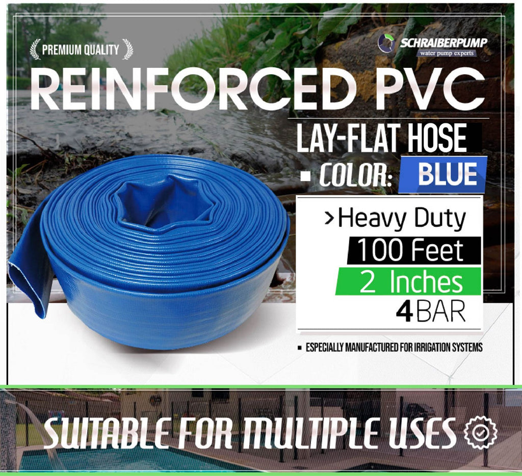 Schraiberpump 2-Inch 100ft General Purpose Reinforced PVC Lay-Flat Dis –  Premium Pumps USA